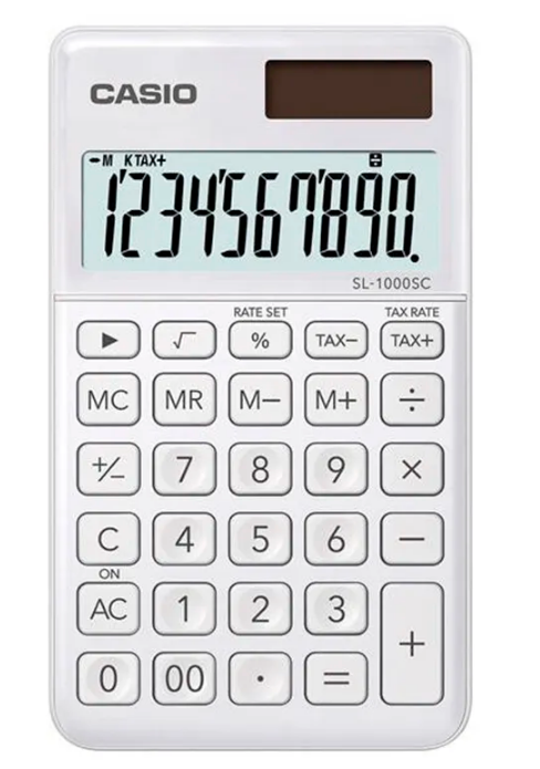 Калькулятор кишеньковий 10 розрядів білий Casio (SL-1000SC-WE-W-EP)